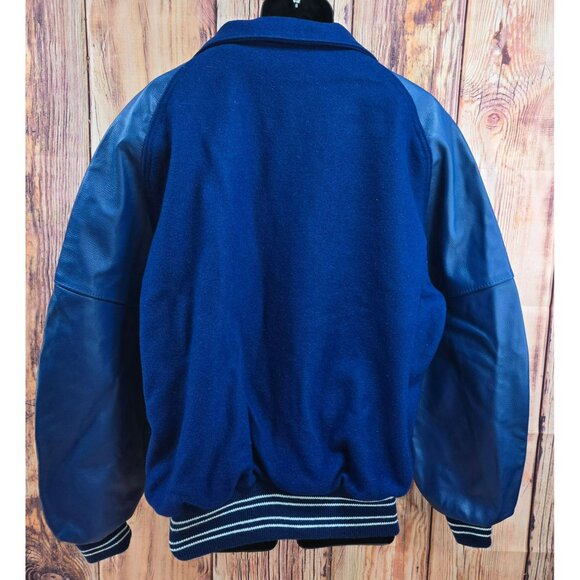 VTG Rock Creek Varsity Jacket XL Navy Wool Leather Letterman NWT Deadstock - Picture 2 of 13